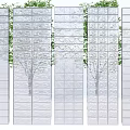 Modern Room Dividers With Various Patterns And Trees In Background 3d model