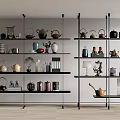 Ornaments Combination Bookshelf Bookcase Teapot 3d model