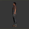 Realistic Male Character in Plaid Shirt and Overalls Standing with Arms Outstretched