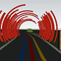 Modern Corridor Frame Red Culture Frame Red Culture Corridor Red Art Device 3d model