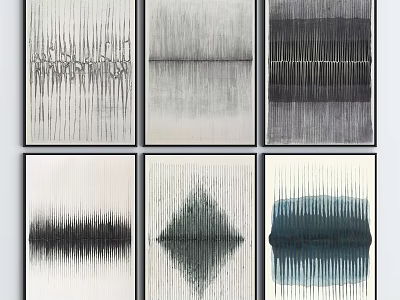 Abstract Modern Wall Art Paintings With Vertical Horizontal Lines And Geometric Patterns 3d model