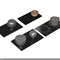 Modern Kitchen Appliances Featuring Induction Cooktops With Stylish Pots 3d model