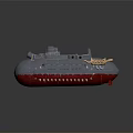 Military Style Submarine Model With Gray Hull And Red Bottom Design