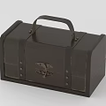 Black Metal Storage Box With Top Handle Decorative Rivets And Secure Clasp 3d model