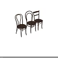 Three Dark Brown Wooden Leisure Chairs With Straight And Curved Backrest Simple Style Designs