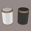 Modern White And Black Trash Cans With Gold Trim And Textured Design