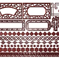 New Chinese Style Flower Lattice Window Carved Hollow Carved Window Corner Carved Gypsum Line Carved Window Pattern Carved 3d model