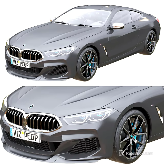 Sleek Gray BMW Coupe Exterior Featuring Signature Grille Headlights And Alloy Wheels Design 3d model 