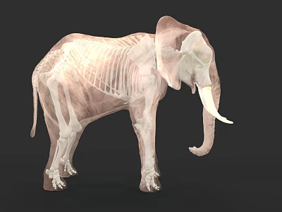 Elephant Skeleton 3D Render With Detailed Scientific Anatomical Bone Structure 3d model