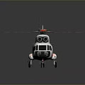 Detailed Helicopter Model With Extended Rotor Blades And Metallic Shiny Fuselage