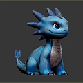 Cute Blue Dragon Character With Spiked Head Purple Belly Finned Tail And Large Round Eyes