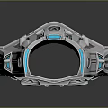 Futuristic Metallic Tech Structure With Blue Neon Illumination And Sleek Silver Design