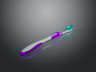 Ergonomic Purple White Toothbrush With Green Soft Bristles For Daily Oral Care 3d model