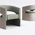Modern Single Sofa With Curved Design And Upholstered Fabric In Neutral Tones