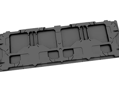 Gray Mechanical Plastic Component With Rectangular Grooves And Geometric Design 3d model