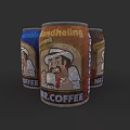 Three Colorful Mr Coffee Cans With Vintage Character Illustration And Brand Design