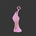 Golden Human Hand With Visible Hair Holding A Key In Golden Sculptural Form