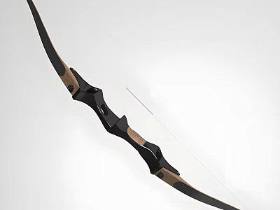 High Quality Archery Bow Sports Equipment With Black And Brown Ergonomic Design For Outdoor Activities 3d model