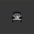 Vintage Classic Sedan Black And White Design With Retro Rounded Body And Chrome Details