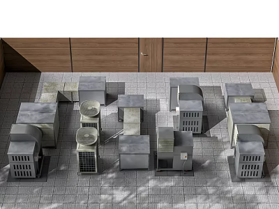 Various Types Of Industrial Equipment With Metal Structures Arranged In Workshop Layout 3d model