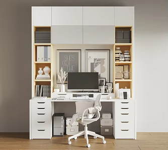 Nordic Desk Chair Desk Chair Combination 3d model