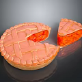 Fresh Baked Fruit Pie With Red Filling And Lattice Crust Sliced