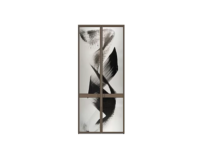 Modern Double Doors With Black Feather Pattern And Elegant Frame Design 3d model