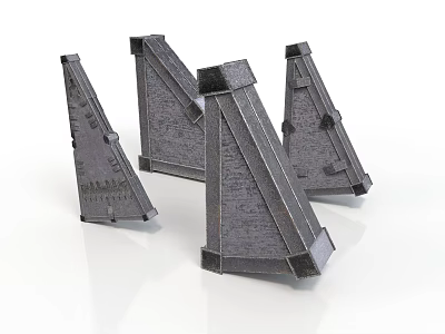 Gray Conical Industrial Equipment With Textured Surfaces And Four Units 3d model