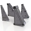 Gray Conical Industrial Equipment With Textured Surfaces And Four Units