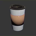 Disposable Paper Coffee Cup With Black Lid Brown Sleeve And White Body Design