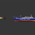 Wooden Ship Aner Sea Lines With Blue Red Hull And Upper Deck Structure