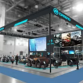 CFMOTO Exhibition Booth Showcasing Motorcycles ATVs With Large Screens And Modern Design