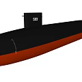 Black and Red Military Submarine Model with Rear Propeller Warship Design