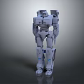 Gray Mechanical Robot Character With Blue Accents And Standing Pose Design 3d model