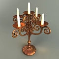 Vintage Bronze Candle Lamp With Curved Scroll Decorations And Multiple Holders