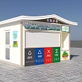 Eco Friendly Public Waste Sorting Kiosk With Color Coded Bins And Information Poster