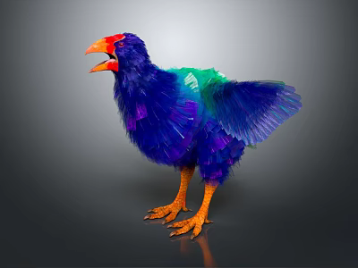 Vibrant Colorful Flying Bird With Blue Purple Green Feathers Orange Beak And Feet 3d model