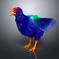 Vibrant Colorful Flying Bird With Blue Purple Green Feathers Orange Beak And Feet
