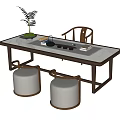 Tea Table and Chair Combination Tea Table Tea Set 3d model