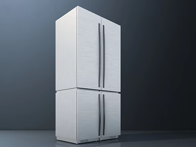 Modern Sleek Silver Double Door Refrigerator Freezer With Brushed Metal Finish 3d model