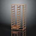 Wooden Display Shelf With Multiple Tiers Bottom Drawer And Modern Design
