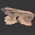 Natural Rock Bench Structure With Layered Stone Texture And Supporting Base