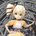 Game Movie Character With Blonde Hair Green Eyes Yellow Top White Dress Holding Staff