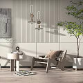 Modern leisure table and chair combination leisure chair combination 3d model