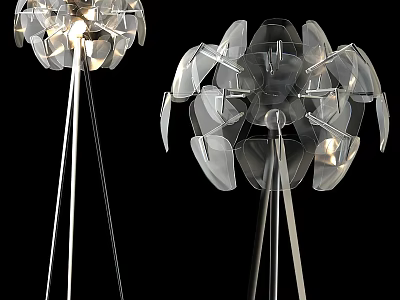 Modern Elegant Floor Lamp With Transparent Petal Shaped Shade And Metal Stand For Interior Decor 3d model