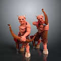 Red Skinned Horned Demon Creatures Holding Bows And Wearing Tattered Clothing