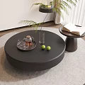 Coffee Table Round Table Ornaments Tea Set Round Coffee Table 3d model