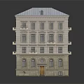 Classical Style Multi Story Residential Building With Light Facade Gray Roof And Ornate Window Design