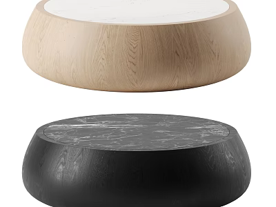 Modern Coffee Table Designs With Light Wooden And Dark Marble Top Surfaces 3d model