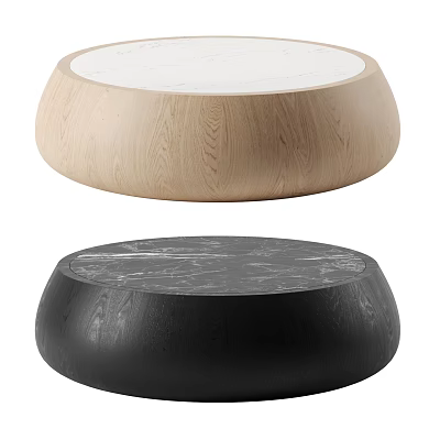 Modern Coffee Table Designs With Light Wooden And Dark Marble Top Surfaces 3d model